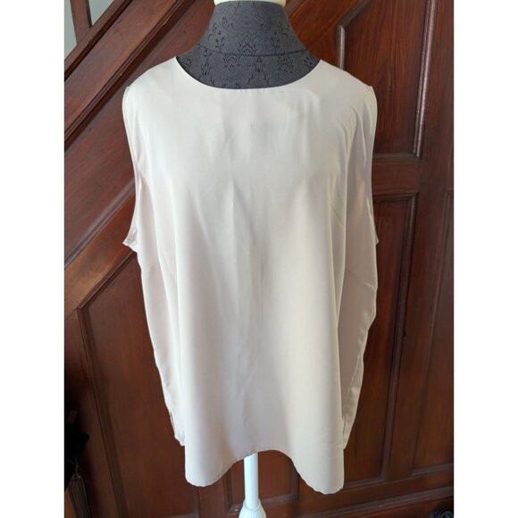 Womens Beige Sleeveless Blouse By Notations Size 2X Polyester Top - Picture 1 of 7